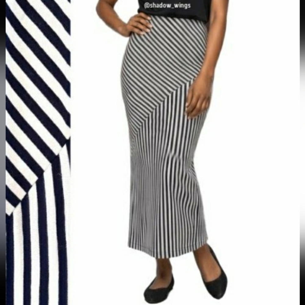 H&M Black and White Stripe Maxi Skirt / Size Small Long Slim Striped Skirt